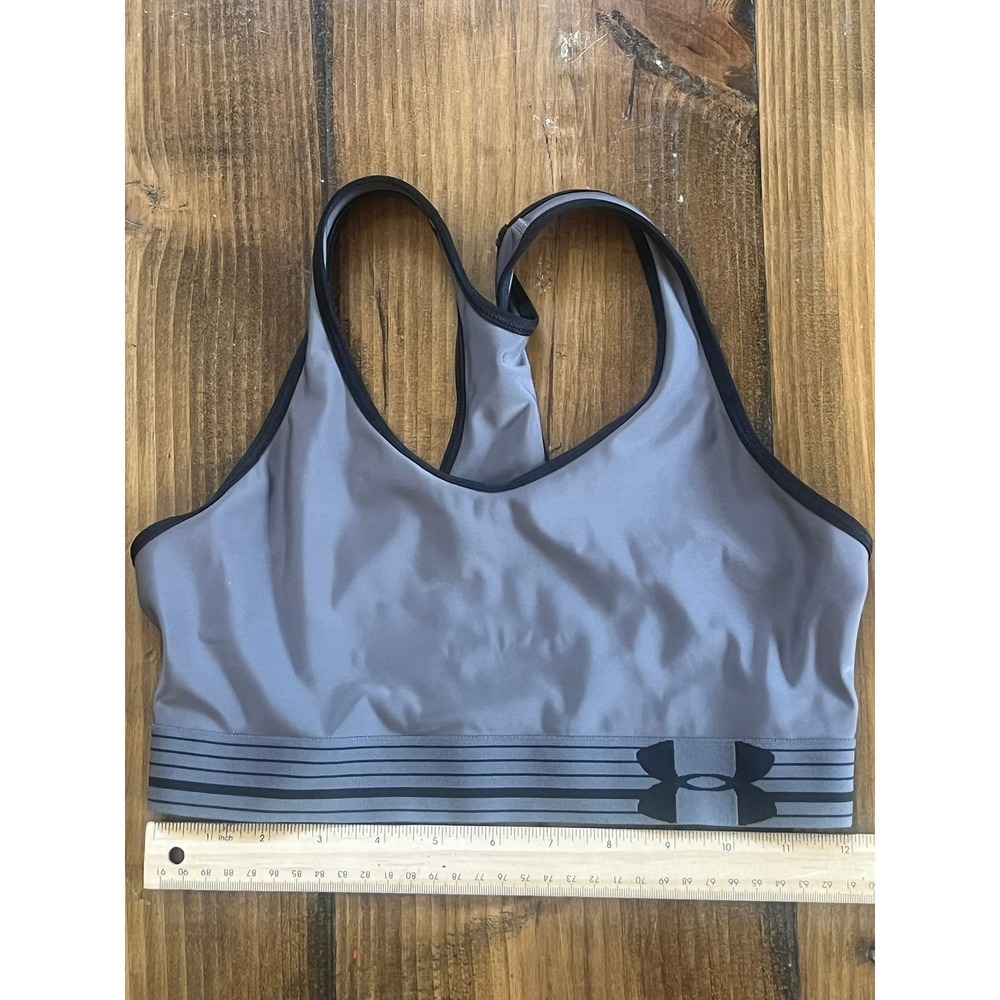 Under Armour Womens Gray HeatGear Compression Racerback Sports Bra Medium Impact